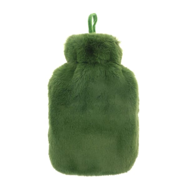 Ribbon Super Luxury Faux Fur Hot Water Bottle And Cover Cedar Green One Size