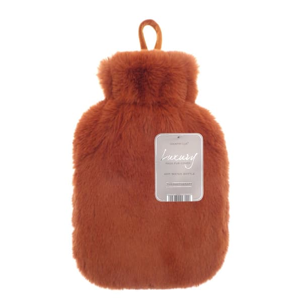 Ribbon Super Luxury Faux Fur Hot Water Bottle And Cover