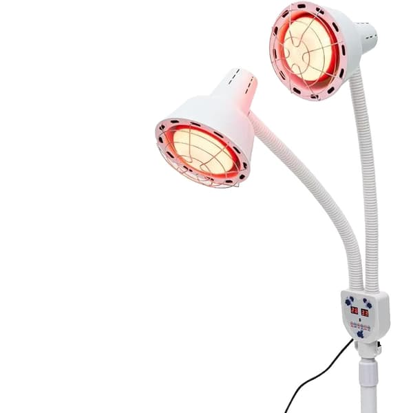Infrarød Varmlampe, Dobbelt Hoved Design, Justerbar Højde,Rød
