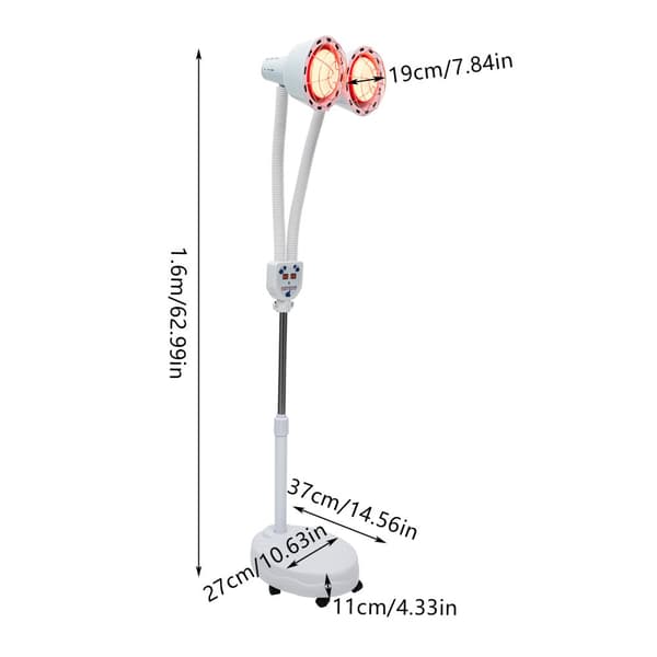 Infrarød Varme lampe, 275W Effekt, Justerbar 360° Positionering, Sikker Dobbeltlag Design
