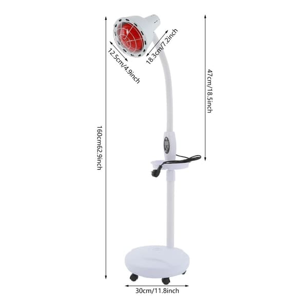 Infrapuna lämpölampu, kaukosäädin, 360° kääntö, säädettävä korkeus,VALKOINEN, 220V