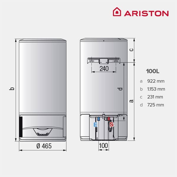 Ariston Vertikal Elektrisk Termo Lydos Hybrid Wifi 100l Durchsichtig