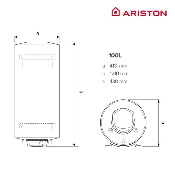 Ariston Lodret Eller Vandret Elektrisk Termo Fleck Nilo 100l 1250-2500w Transparent
