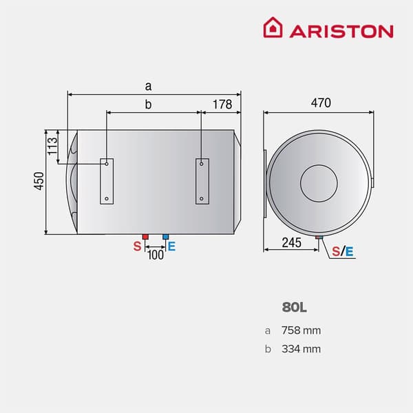Ariston Vandret Elektrisk Termo Blu1 Eco 80l 1500w Transparent