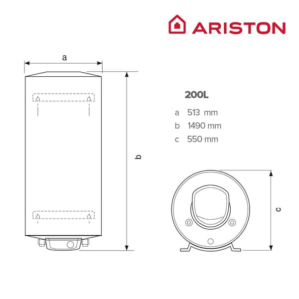Ariston Fleck Nilo 200l 2500w Lodret Elektrisk Varmelegeme  One Size / EU Plug
