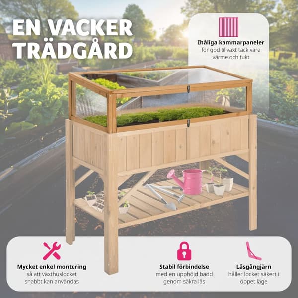 Drivhus-överdel till planteringslåda - brun