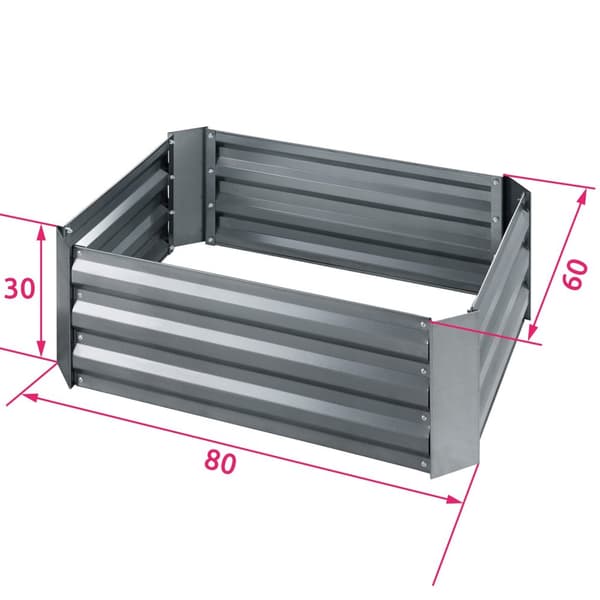 Højbed Valeriana galvaniseret 80x60x30cm - grå