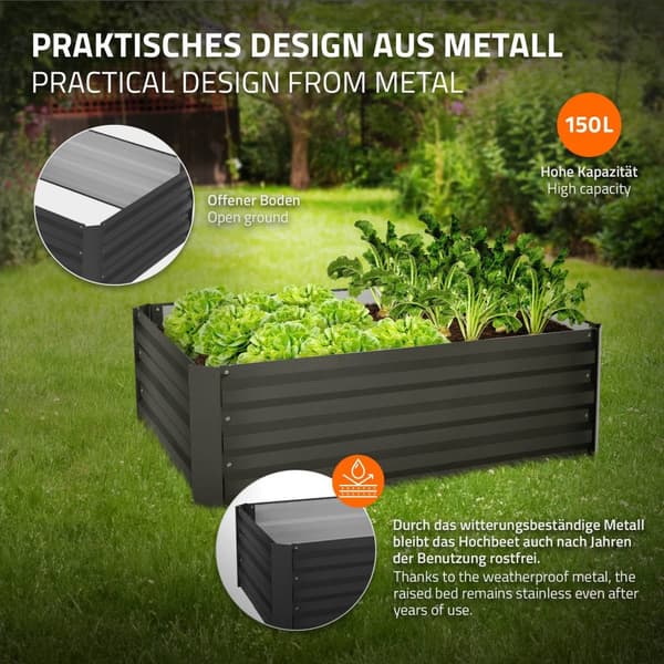 Högbädd 90x60x30 cm antracit metall ML design