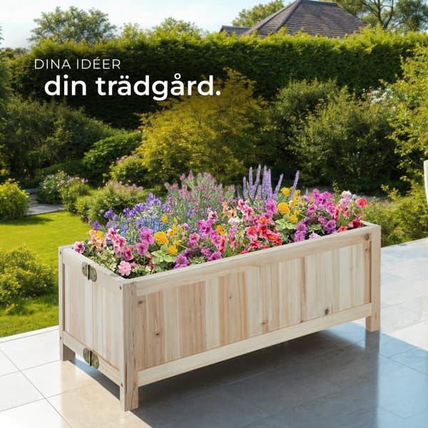 Hopfällbar odlingslåda Blomster 30L inkl. bäddfolie, 70x30x25cm - brun