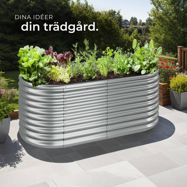 Odlingslåda Flormma i galvaniserat stål 1257 L, 200x100x80cm - silver