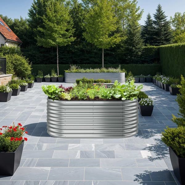 Odlingslåda Flormma i galvaniserat stål 1257 L, 200x100x80cm - silver
