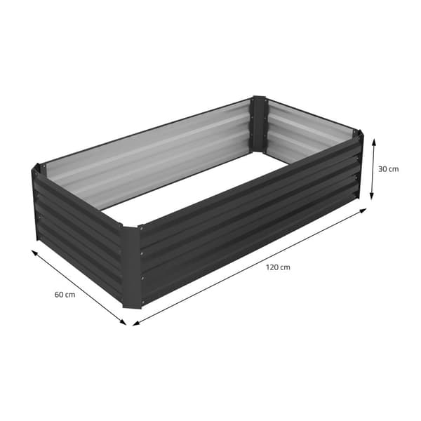 ML-Design sæt med 4 højbede i metal, 120x60x30 cm, 200 liter, antracit, vejrbestandig, rustbestandig, udendørs, plantebed plantekasse blomsterkasse