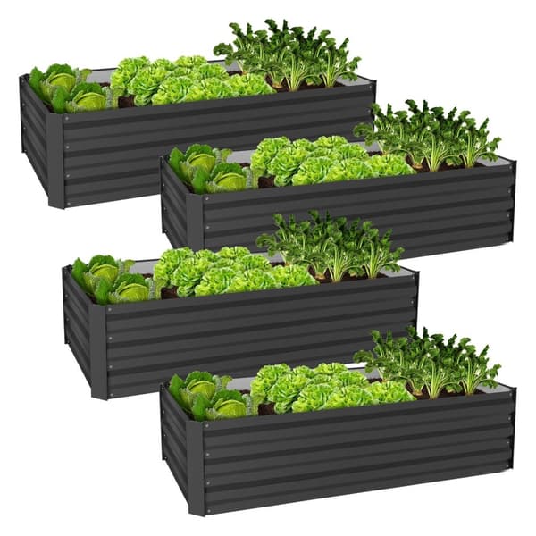 ML-Design sæt med 4 højbede i metal, 120x60x30 cm, 200 liter, antracit, vejrbestandig, rustbestandig, udendørs, plantebed plantekasse blomsterkasse