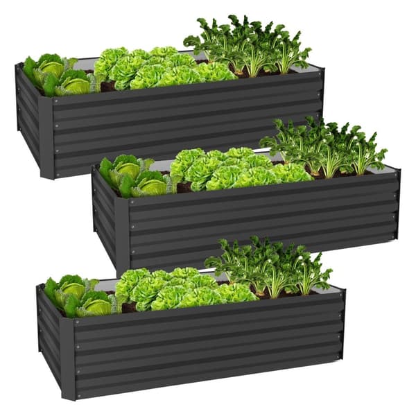 ML-Design sæt med 3 højbede i metal, 120x60x30 cm, 200 liter, antracit, vejrbestandig, rustbestandig, udendørs, plantebed plantekasse blomsterkasse