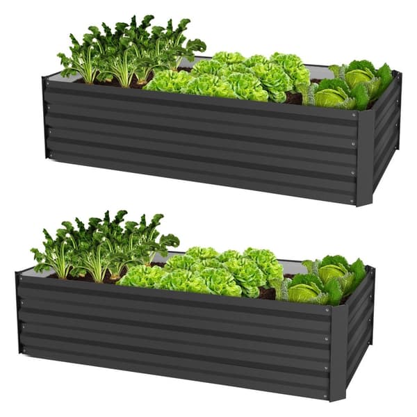 ML-Design sæt med 2 højbede i metal, 120x60x30 cm, 200 liter, antracit, vejrbestandig, rustbestandig, udendørs, plantebed plantekasse blomsterkasse