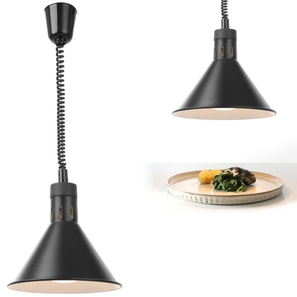 Ruoanlämmityslamppu - ripustettu kartiomainen musta halkaisija. 275 mm 250 W - Hendi 273845