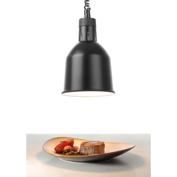 Madvarmelampe - hængende cylindrisk konisk sort diameter. 175 mm 250 W - Hendi 273852