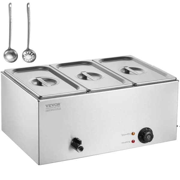 Kommersiel madvarmer, 1200W effekt, 3-pande kapacitet, rustfrit stål konstruktion