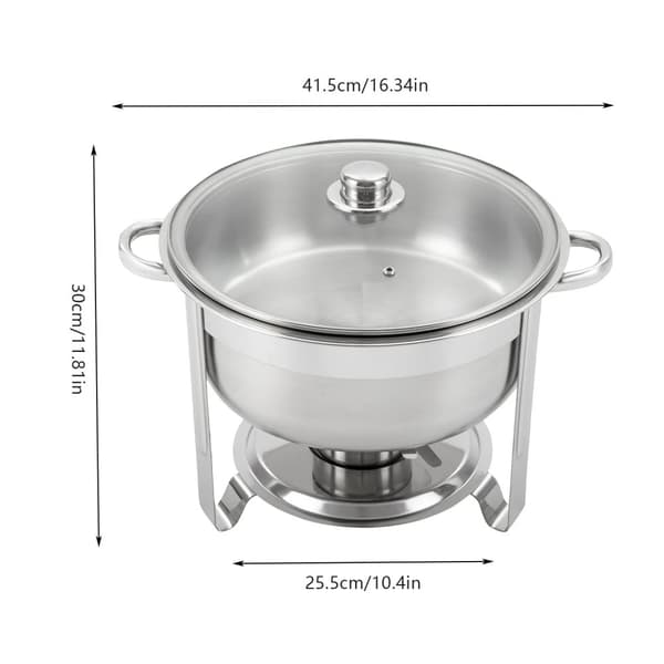 Chafing Dish, Pyöreä Muoto, 8.5L Kapasiteetti,Hopea