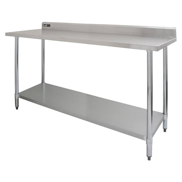KuKoo Arbetsbänk & Överhylla - 450 kg kapacitet, Rostfritt stål, Förvaring, Enkel rengöring