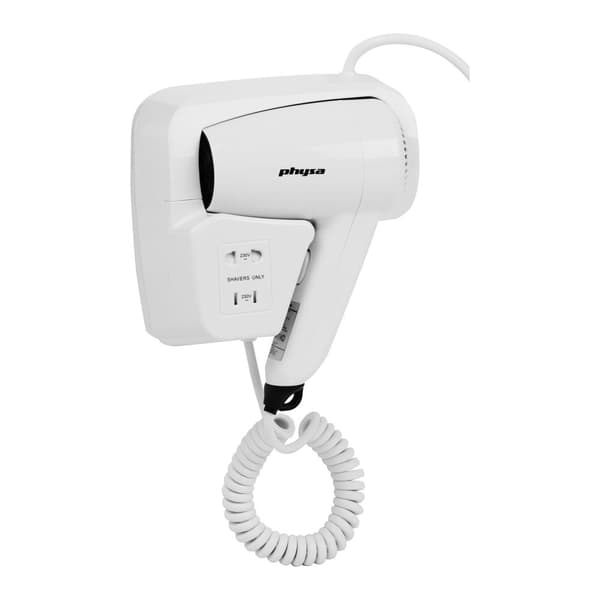 Vägghängd hotellpoolhårtork, vit, 1200W Physa SICCO