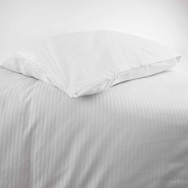 Hotel dynebetræk med overlap STRIBER 4mm hvid/160x200