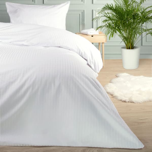 Hotel pudebetræk med overlap STRIBER 1cm hvid/40x40