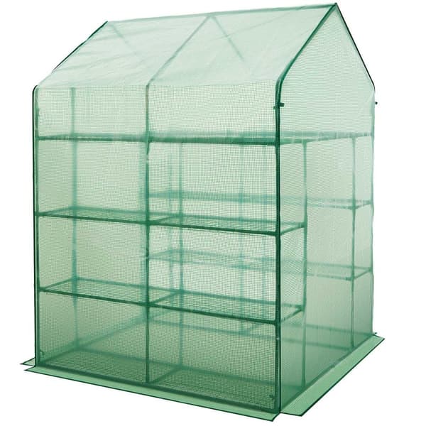 Drivhus med presenning, firkantet 143x143x195cm - grøn