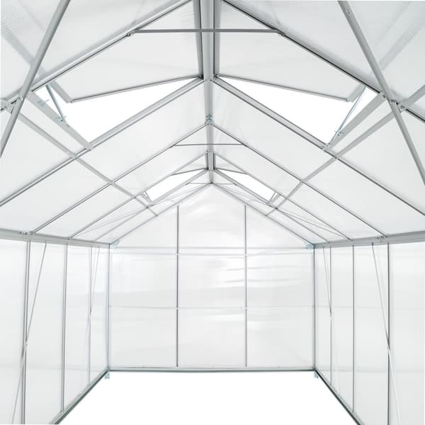 Drivhus af aluminium med fundament, 185x375x195cm - gennemsigtig