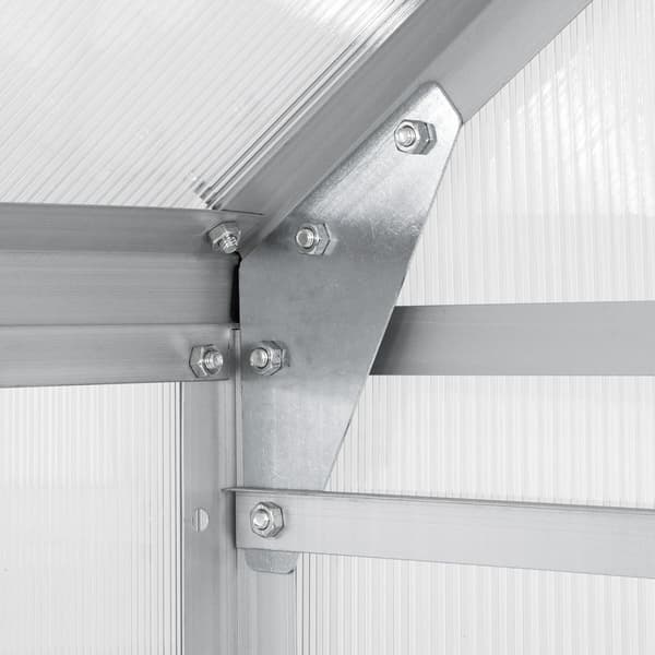 Drivhus af aluminium med fundament, 185x375x195cm - gennemsigtig