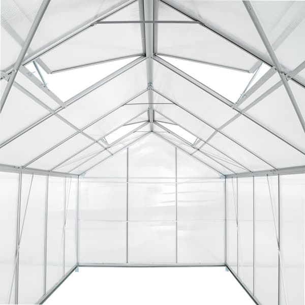 Drivhus af aluminium, UV-bestandig, 185x375x195cm - gennemsigtig