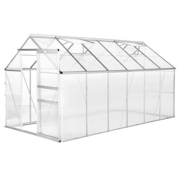 Drivhus af aluminium, UV-bestandig, 185x375x195cm - gennemsigtig