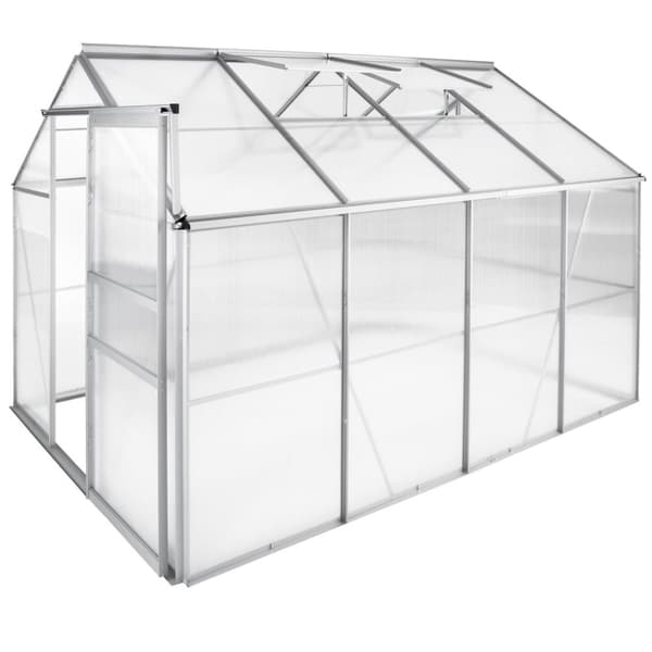 Drivhus af aluminium med fundament, 185x250x195cm - gennemsigtig