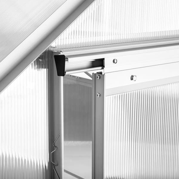 Drivhus af aluminium med fundament, 185x250x195cm - gennemsigtig