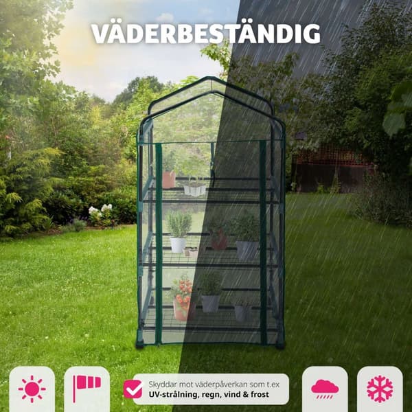 Mobilt växthus med 3 hyllplan 69x49x133cm - transparent
