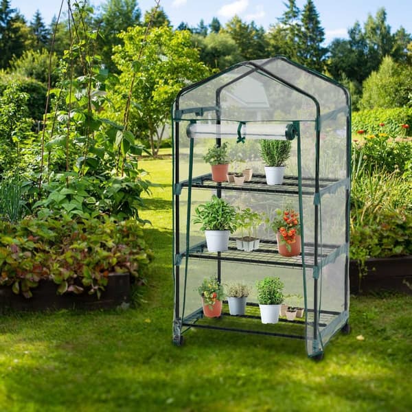 Mobilt växthus med 3 hyllplan 69x49x133cm - transparent