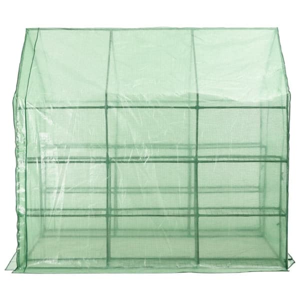 vidaXL Drivhus gå-inn med 12 hyller stål 143x214x196 cm