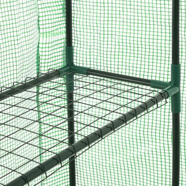 vidaXL Drivhus gå-inn med 12 hyller stål 143x214x196 cm