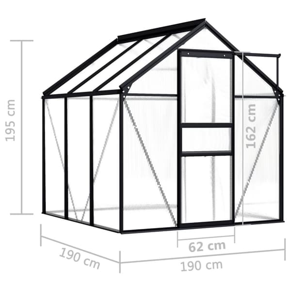 vidaXL drivhus 3,61 m³ aluminium antracitgrå