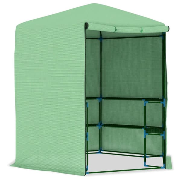 vidaXL drivhus med hylder 227x223 cm stål