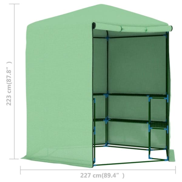 vidaXL drivhus med hylder 227x223 cm stål