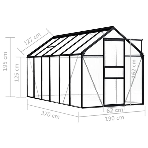 vidaXL drivhus 5,02 m³ aluminium antracitgrå