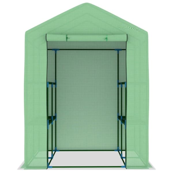vidaXL drivhus med hylder 143x143x195 cm stål
