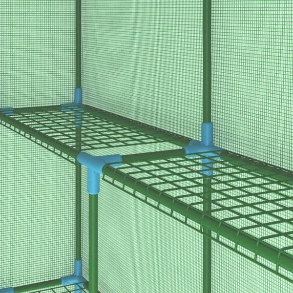vidaXL drivhus med hylder 143x143x195 cm stål