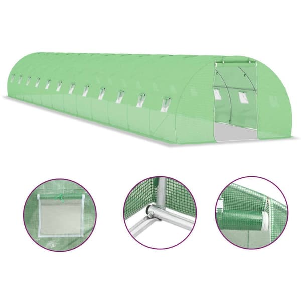 vidaXL drivhus 45 m² 18x3x2 m