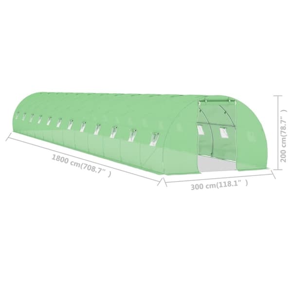 vidaXL drivhus 45 m² 18x3x2 m