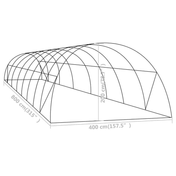 vidaXL Växthus 32 m² 8x4x2 m
