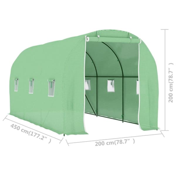 vidaXL drivhus 9 m² 4,5x2x2 m