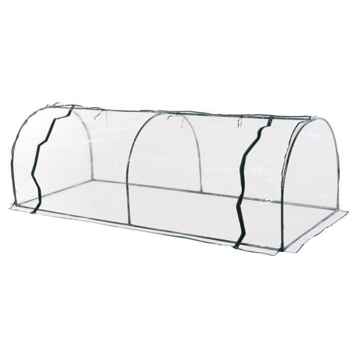 Trädgård växthus tunnel växthustomater 2.5L x 1l x 0.8H m stor dörr blixtlås PVC presenning transparent epoxi grön metall 250x100x80cm