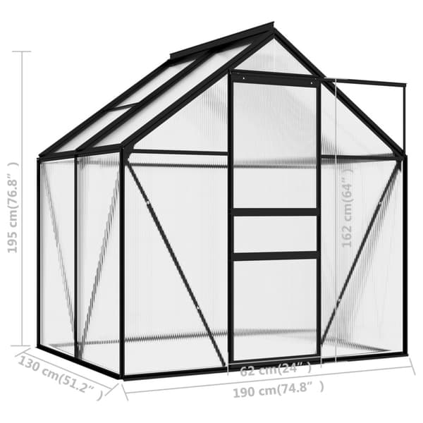 vidaXL Växthus antracit aluminium 2,47 m³